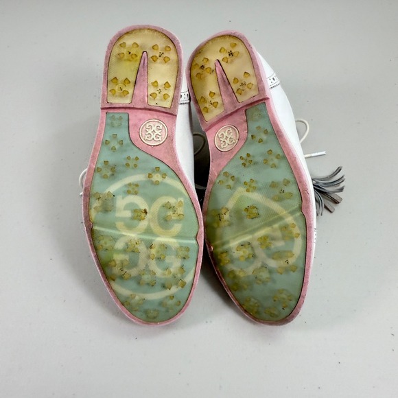GFore Cap Toe Tassle Gallivanter Women's Golf Shoes White Pink Size 7.5 - Picture 8 of 9